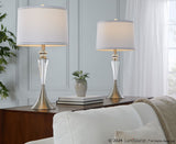 Ashland - 28" Crystal Table Lamp (Set of 2) - Clear Crystal, Brushed Nickel And White Linen Shade With Silver Trim from Grandview Gallery