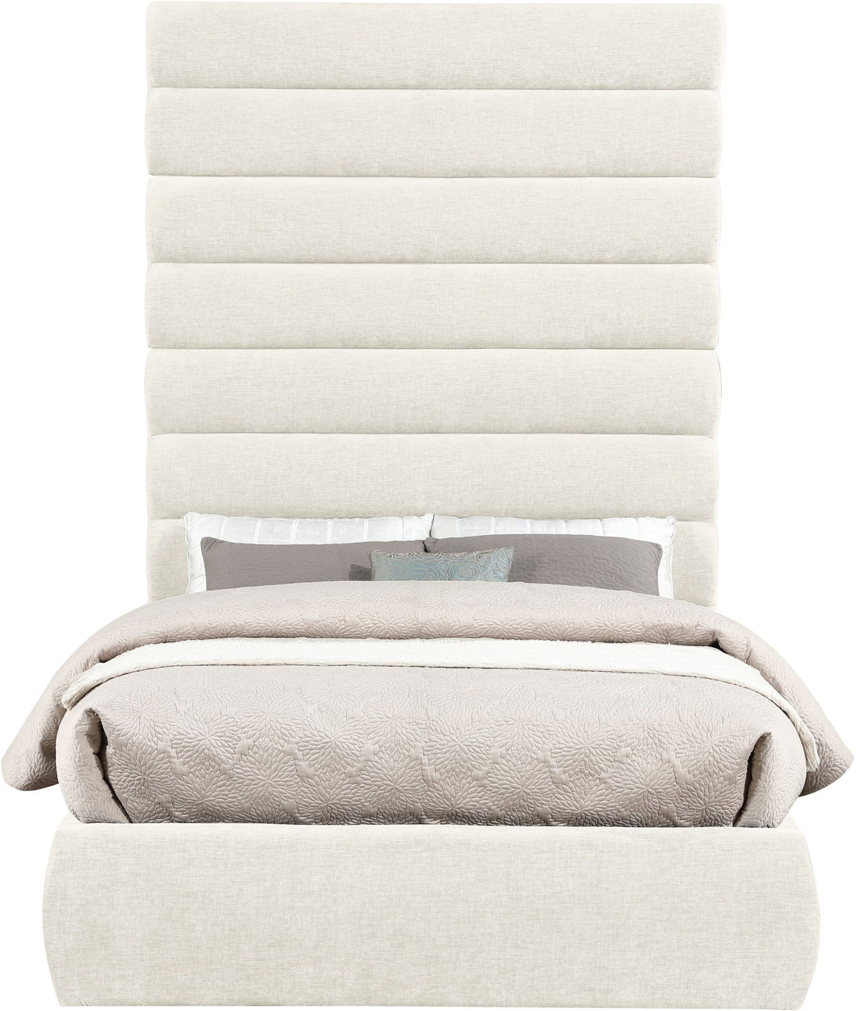 Adam - Chenille Fabric Bed With 89" Headboard