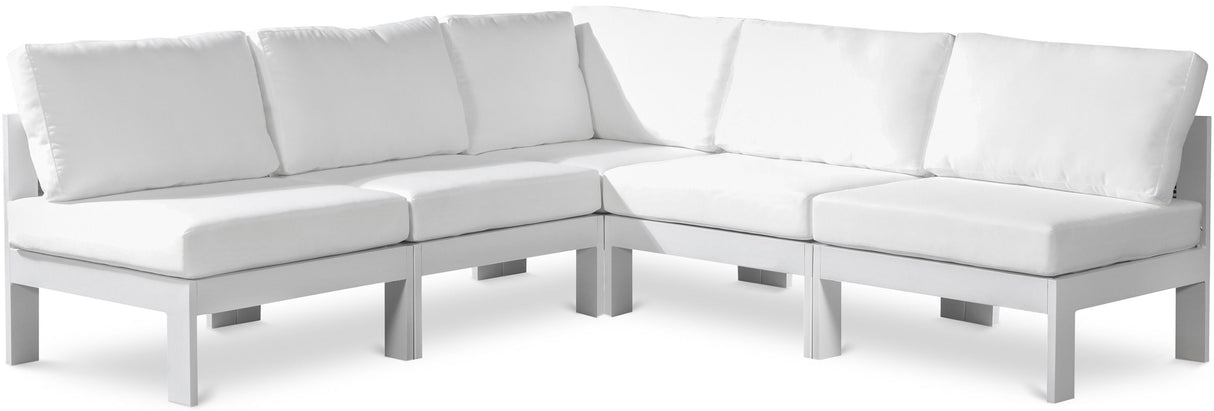 Nizuc - Outdoor Patio 5 Piece Modular Sectional With White Frame