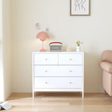 4 Drawer Kids Dresser With Antique Brass Pulls - White