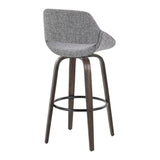 Fabrizzi - 30" Fixed-Height Barstool With Swivel And Round Black Metal Footrest (Set of 2) - Walnut Glazed Wood