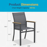 Outdoor Patio Chairs, Ergonomic (Set of 6) - Gray