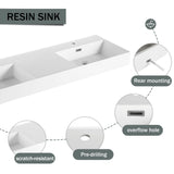 Contemporary Wall Mounted Bathroom Vanity With Dual Resin Sink And Soft Close Drawer