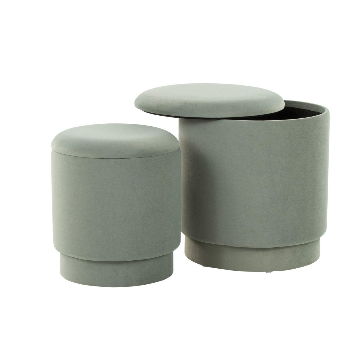 Marla - Upholstered Ottoman Set - Light Green Velvet