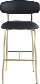 Lupita - Vegan Leather Upholstered Bar Stool With Brushed Gold Frame (Set of 2)