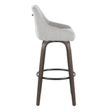 Hannah - 30" Fixed-Height Barstool With Swivel And Round Black Metal Footrest (Set of 2) - Walnut Glazed Wood