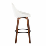 Diana - 30" Fixed-Height Barstool With Swivel And Round Black Metal Footrest (Set of 2) - Walnut Wood