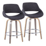 Fabrizzi - 26" Fixed-Height Counter Stool With Swivel And Round Chrome Metal Footrest (Set of 2) - Light Gray Wood