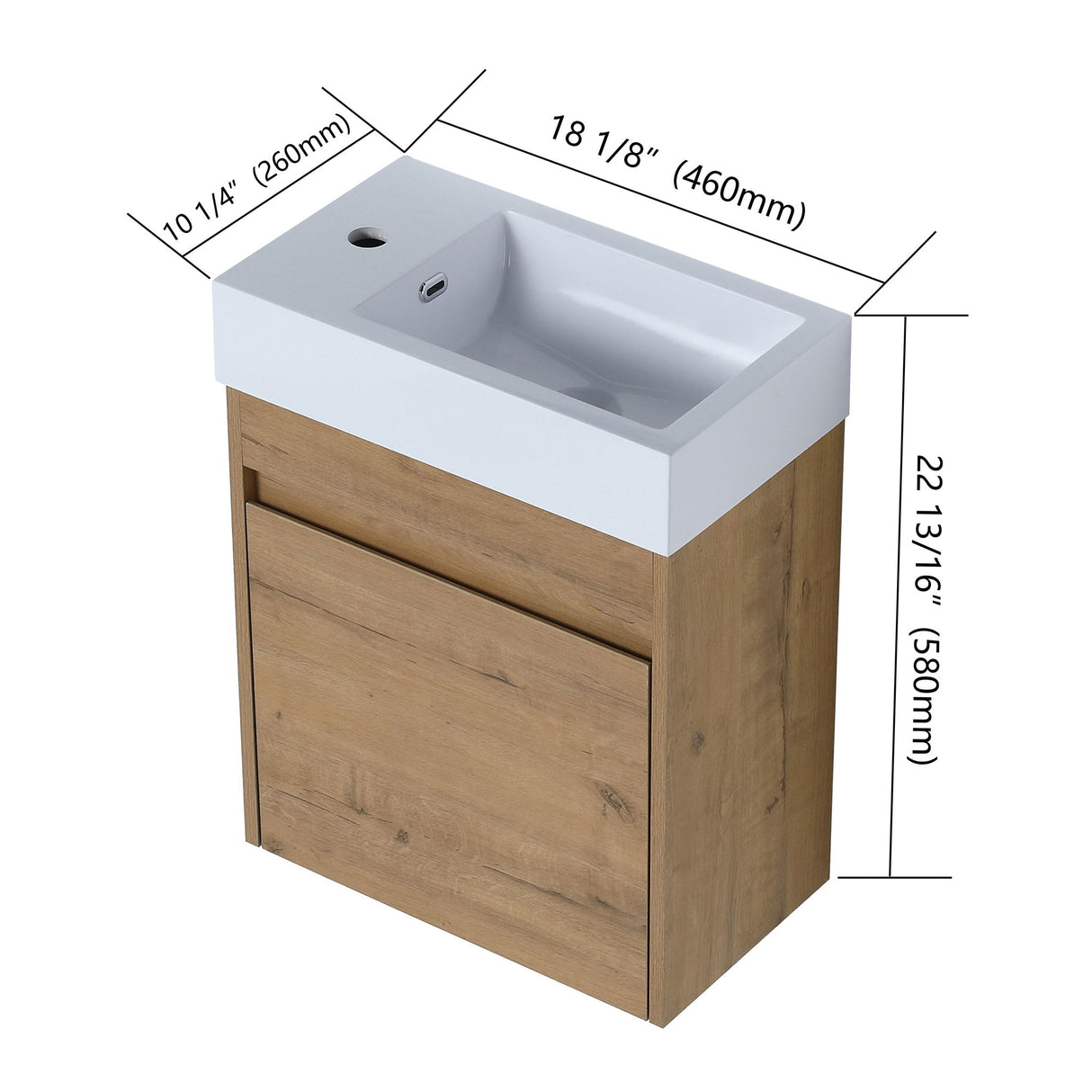 Sink Floating Bathroom Vanity With Soft Close Cabinet Door