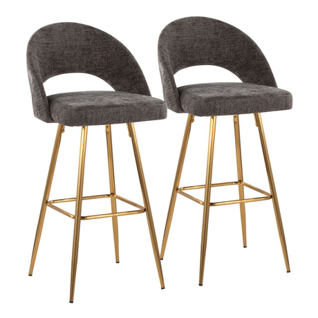 Renee - Upholstered Fixed-Height Barstool (Set of 2) - Gold Base