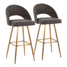 Renee - Upholstered Fixed-Height Barstool (Set of 2) - Gold Base