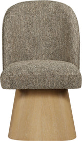 Marlowe - Linen Textured Fabric Upholstered Swivel Dining Side Chair - Stained Natural