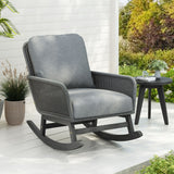 Contemporary Minimalist Wicker Rocking Chair With Soft Polyester Cushions