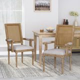 Elegant French Country Style Dining Chair With Cane Backrest