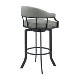 Edy - Swivel 30" Black Finish And Faux Leather Bar Stool - Gray