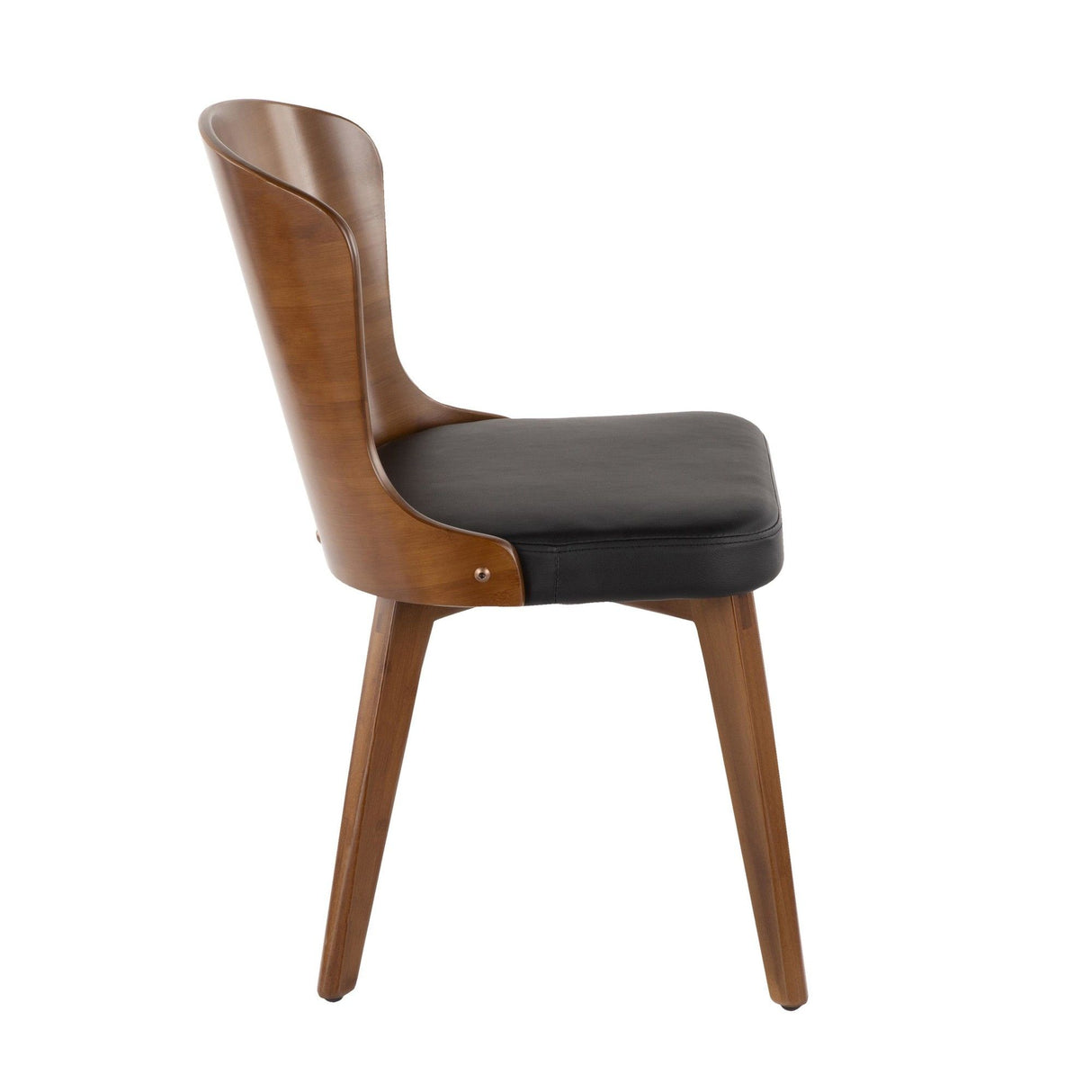 Bocello - Mid-Century Chair - Walnut And Black Faux Leather