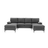 U - Shape Sectional With Legs, Pillow Top Arms - Dark Gray