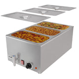 6 Qt. Three-Section Electric Countertop Food Warmer With Faucet, CFW-3T.