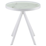 Briggs - Round Marble Printed Glass Top End Side Table