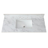 Elegant Sintered Stone Bathroom Vanity Top With Rectangular Undermount Ceramic Sink