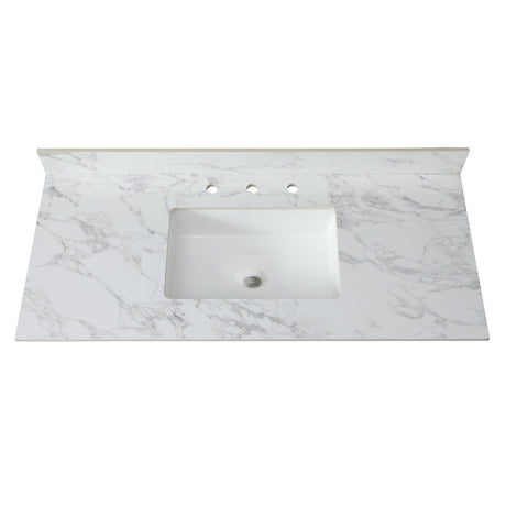 Elegant Sintered Stone Bathroom Vanity Top With Rectangular Undermount Ceramic Sink