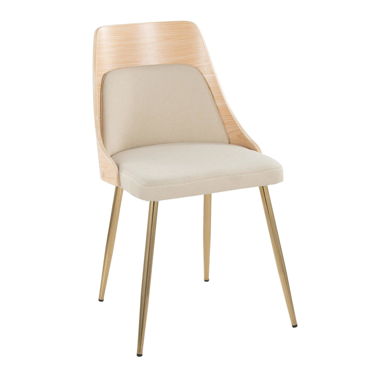 Anabelle - Dining / Accent Chair (Set of 2) - Gold Metal, Natural Wood