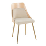 Anabelle - Dining / Accent Chair (Set of 2) - Gold Metal, Natural Wood