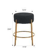 Round Bar Stools (Set of 2), Contemporary Upholstered Dining Stools For Kitchens, Coffee Shops And Bar Stores - Legs