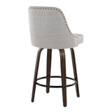 Marcel - 27" Fixed-Height Counter Stool With Swivel And Round Black Metal Footrest (Set of 2) - Walnut Glazed Wood