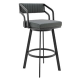 Scranton - 26" Swivel Modern Metal And Faux Leather Barstool - Slate Gray / Black