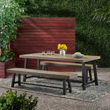 Outdoor 3 Piece Picnic Dining Set - Gray / Rustic Metal