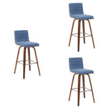 Vienna - Modern Swivel Bar Height Stool - Walnut Finished Wood Frame