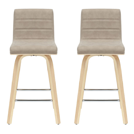 Vienna - 35.5" Swivel Counter Height Square Back Wood Bar Stool With Faux Leather Seat