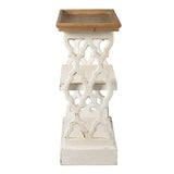 Distressed Wood Shelf Tray, French Country Console Table - Brown / Antique White