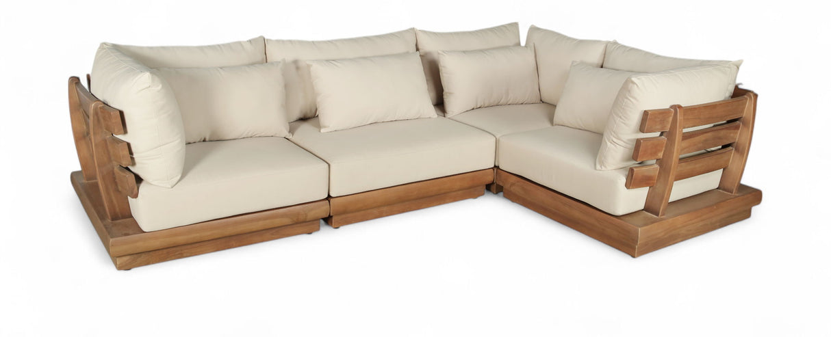 Mirella - 4 Piece Water Resistant Fabric Outdoor Patio Modular Sectional