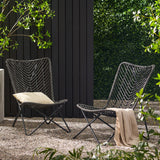 Outdoor Wicker Chair With Geometric Cross Base, (Set of 2) - Gray