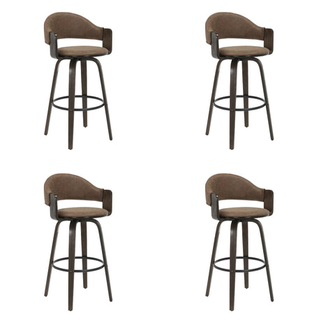 Daxton - Swivel Bar Height Round Back Wood Bar Stool With Faux Leather Seat