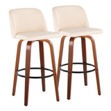Toriano - 30" Faux Leather Fixed-Height Barstool (Set of 2) - Beige