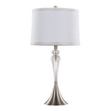 Ashland - 28" Crystal Table Lamp (Set of 2) - Clear Crystal, Brushed Nickel And White Linen Shade With Silver Trim from Grandview Gallery
