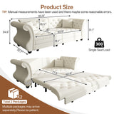 Oversized Chesterfield Pull Out Sofa Bed, Roll Arm Couch With Flower Tufting For Living Room