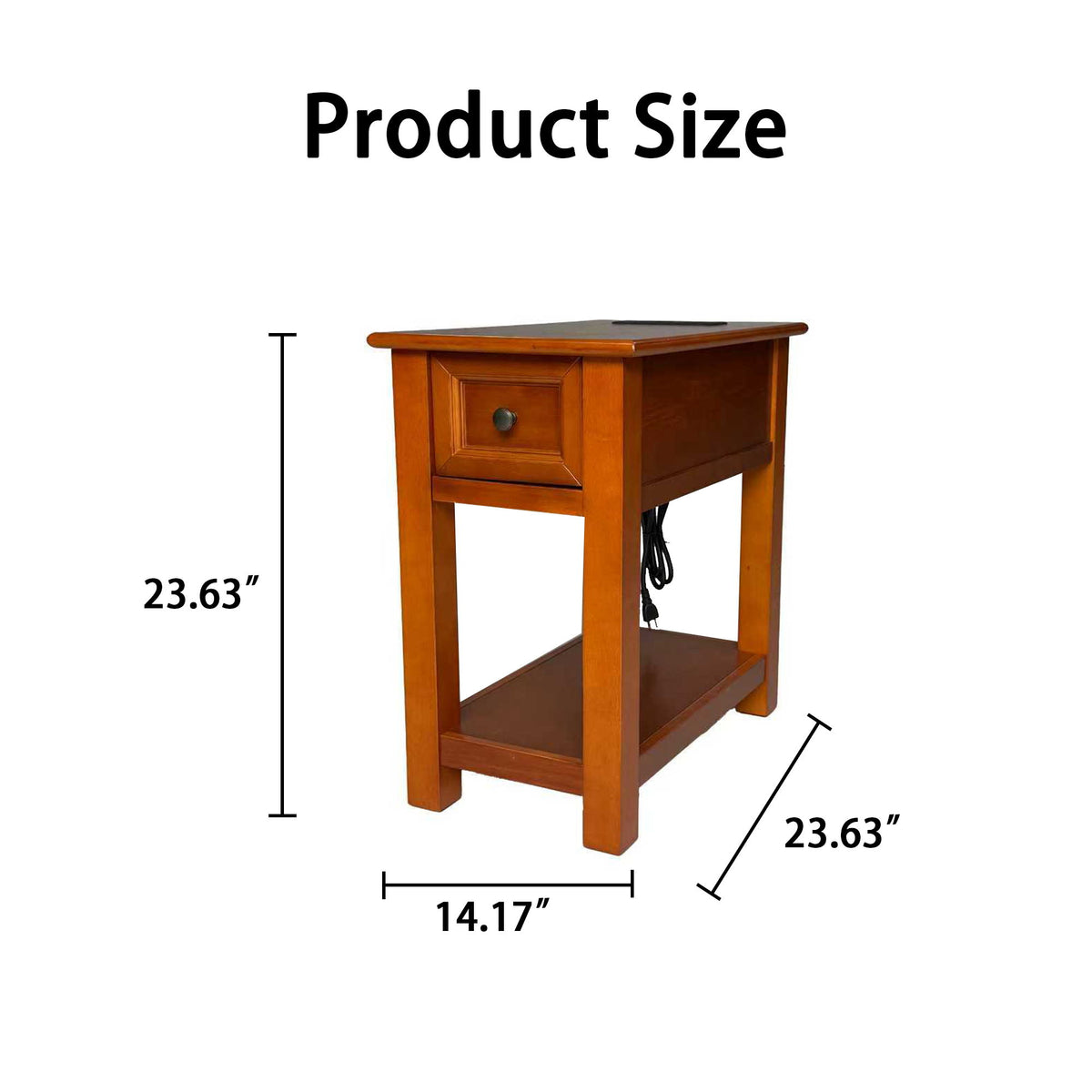 End Table With Drawer And Shelf For Living Room - Walnut
