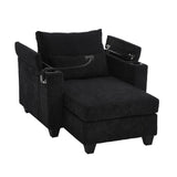 Convertible Chaise Lounge Sofa Chair With USB Ports, Cup Holders, Phone Holder And Storage