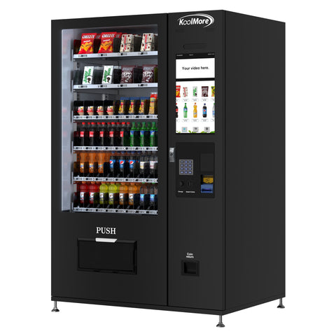 Refrigerated Snack and Drink Vending Machine with 60 Slots and 22 Inch Touch Screen with Bill and Coin Acceptor in Black (KM-VMRT-50-BC)