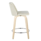 Tintori - Fixed-Height Swivel Counter Stool With Natural Wood Frame (Set of 2)