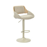 Colby - Contemporary Adjustable Swivel Stool With Curved Arm Design And Upholstered Seat - Desert Sand