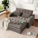 Upholstered Sleeper Bed Sofa With Dual USB Charging, Adjustable Backrest