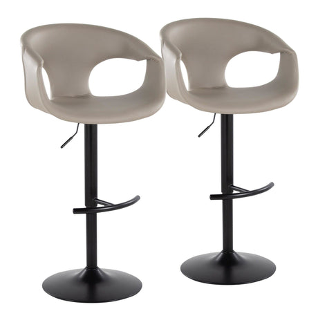 Curvo - Adjustable Barstool With Rounded T Footrest (Set of 2) - Black Metal