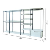 Fiona - Freestanding Walk In Wood Closet System With Metal Frame Durable Storage Solution Melamine - White