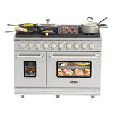 48 In. Dual Oven Natural Gas Range Stove with 8 Sealed Burners, Griddle, Grill, and Convection Oven, KM-FR48GL-SS.
