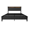 Bed With Charging Station, American Design Upholstered Headboard, Metal Platform